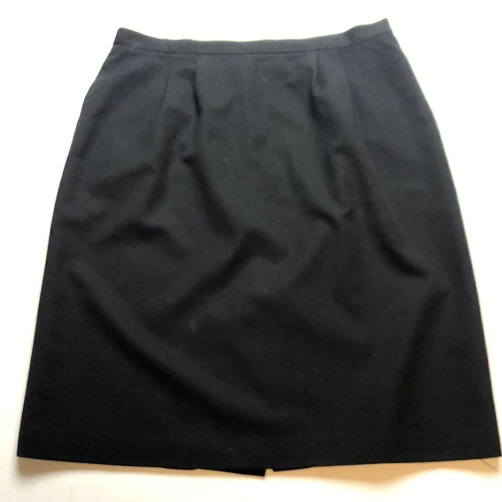Kasper Black Wool Knee Length Modest Skirt Plus Size 20 A2795